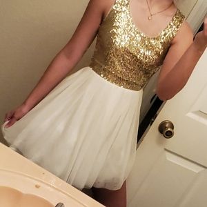 Macy's Gold and White Homecoming Dress